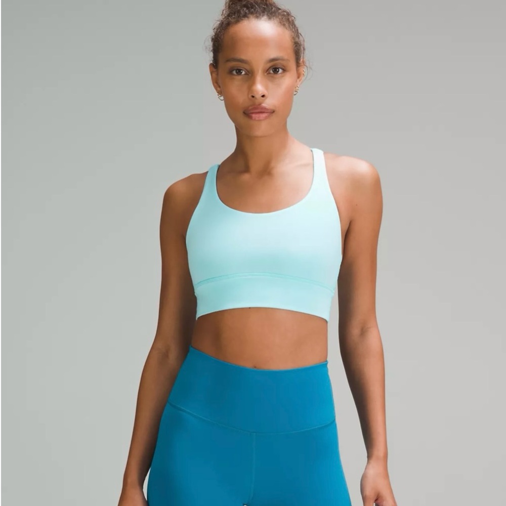 Lululemon Energy Longline Bra
Medium Support, B–D Cups Cyan Blue Size 8